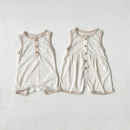 ノースリーブロンパース ヘンリーネックノースリーブジャンプスーツ【mh0009994】