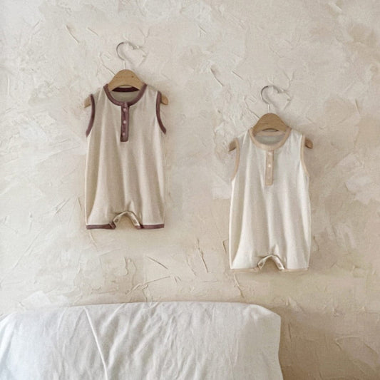 ノースリーブロンパース ヘンリーネックノースリーブジャンプスーツ【mh0009994】