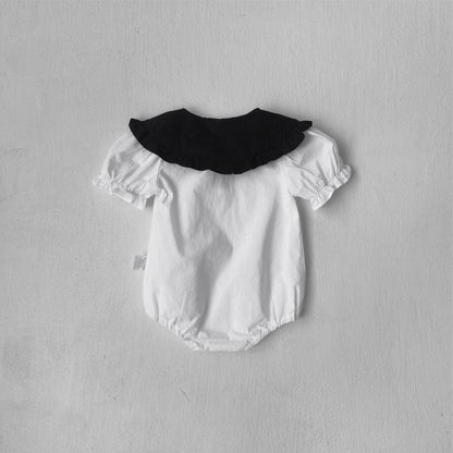 半袖ロンパース ビッグフリル襟半袖パフスリーブロンパース【mh0009996】