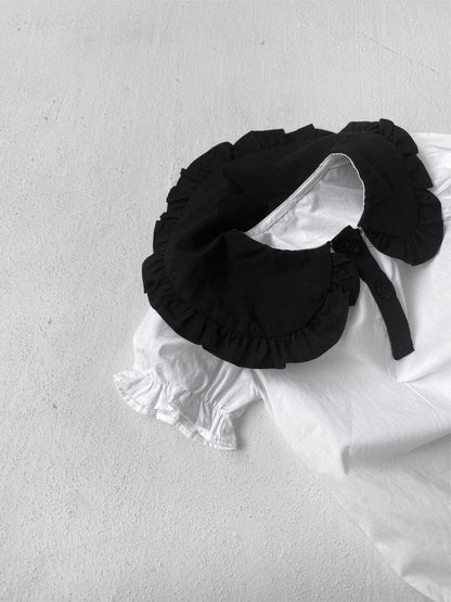 半袖ロンパース ビッグフリル襟半袖パフスリーブロンパース【mh0009996】