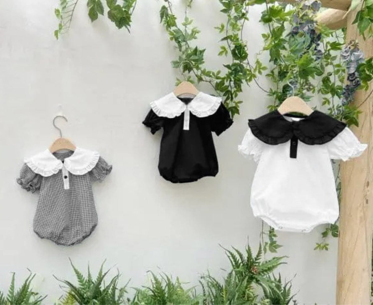 半袖ロンパース ビッグフリル襟半袖パフスリーブロンパース【mh0009996】