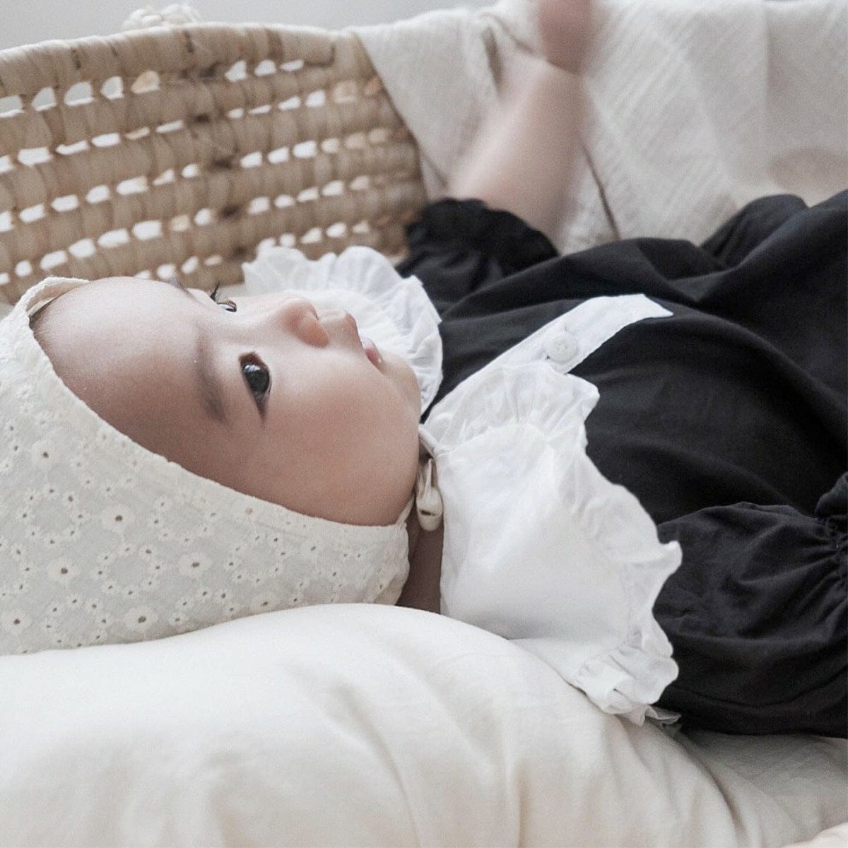 半袖ロンパース ビッグフリル襟半袖パフスリーブロンパース【mh0009996】