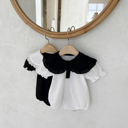 半袖ロンパース ビッグフリル襟半袖パフスリーブロンパース【mh0009996】