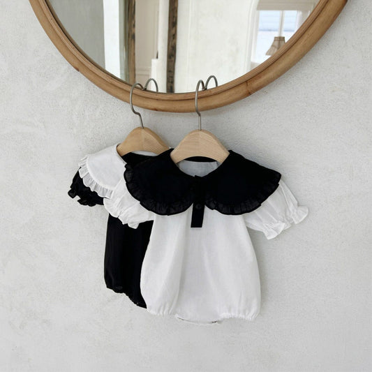 半袖ロンパース ビッグフリル襟半袖パフスリーブロンパース【mh0009996】