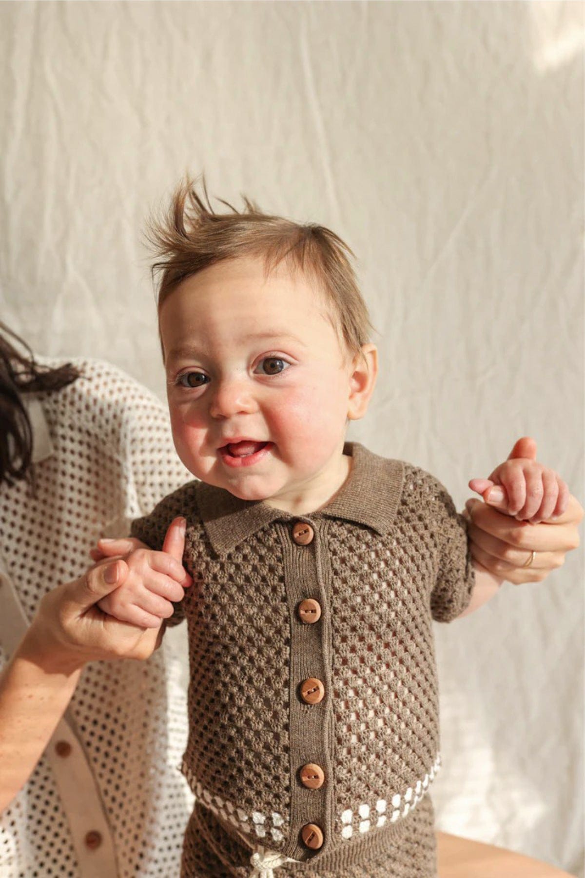 半袖セットアップ ざっくりレースニット半袖シャツ+ショートパンツ【mh0010004】