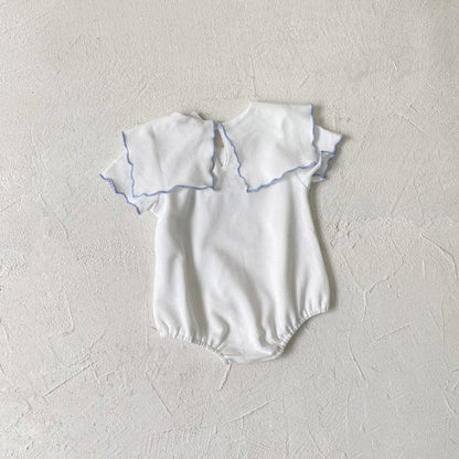 半袖ロンパース メロフリルショールカラー半袖ロンパース【mh0010005】