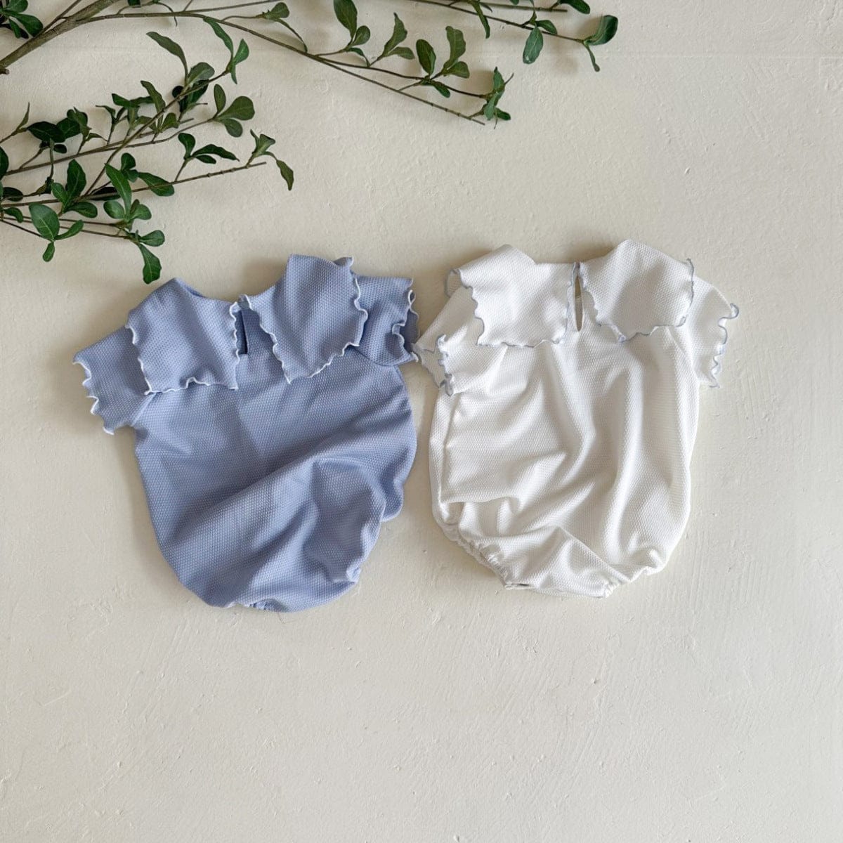 半袖ロンパース メロフリルショールカラー半袖ロンパース【mh0010005】