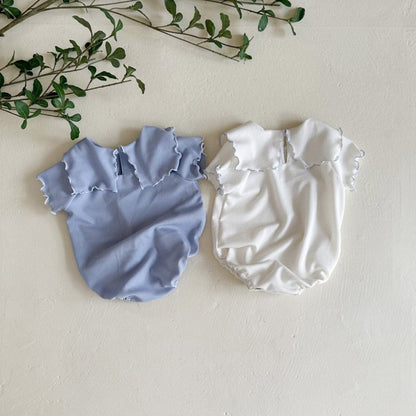 半袖ロンパース メロフリルショールカラー半袖ロンパース【mh0010005】