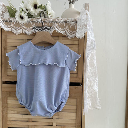 半袖ロンパース メロフリルショールカラー半袖ロンパース【mh0010005】