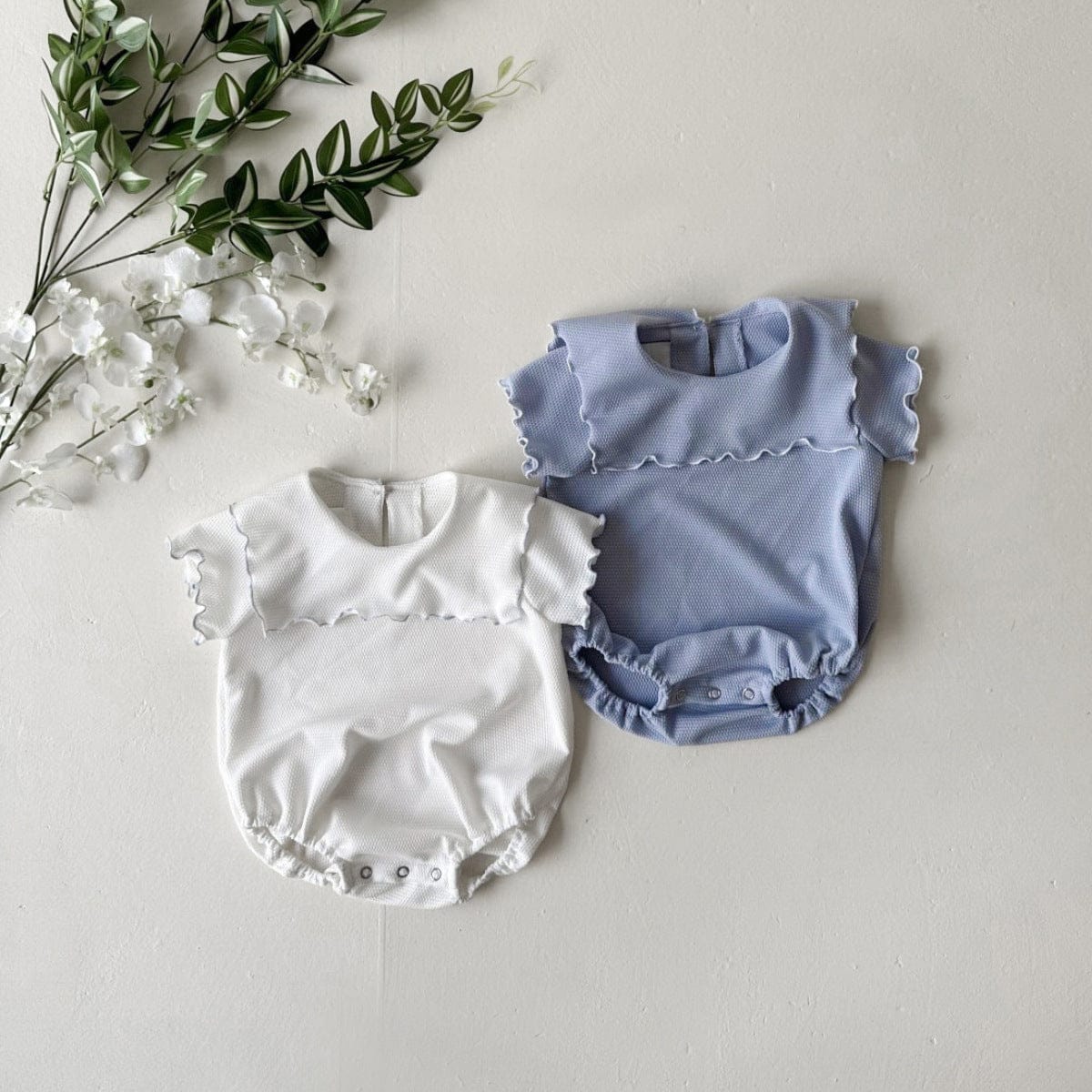 半袖ロンパース メロフリルショールカラー半袖ロンパース【mh0010005】