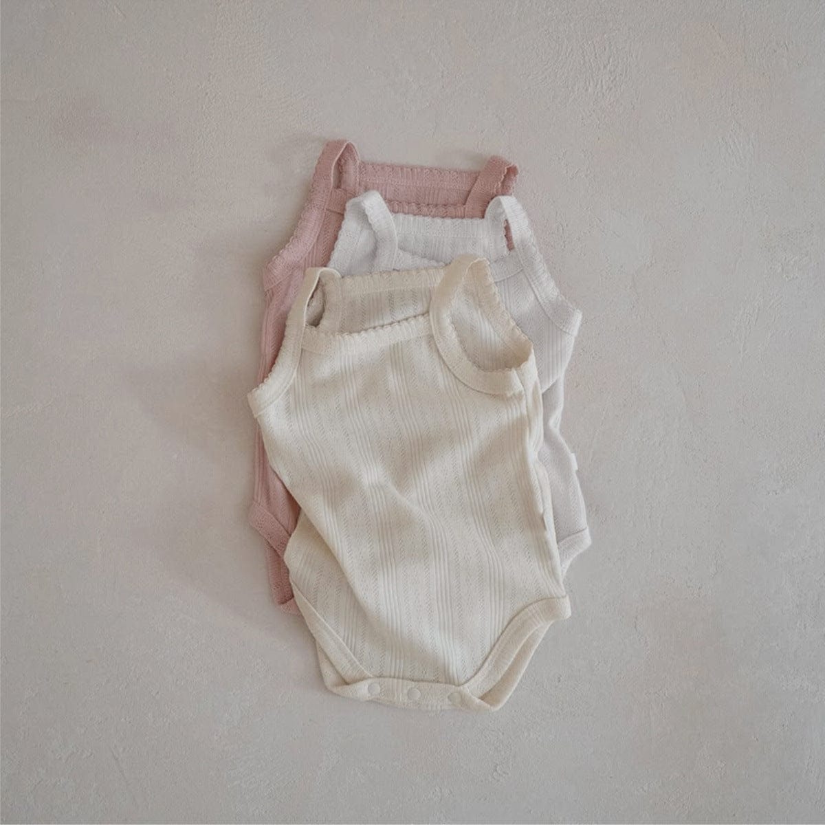 ノースリーブロンパース レースニットシンプルキャミソールボディスーツ【mh0010204】