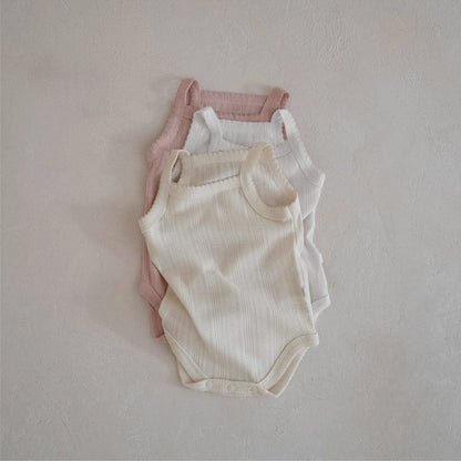 ノースリーブロンパース レースニットシンプルキャミソールボディスーツ【mh0010204】