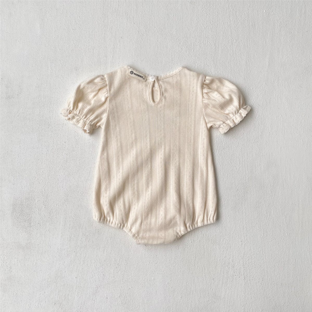 半袖ロンパース レースニット半袖パフスリーブロンパース【mh0010205】