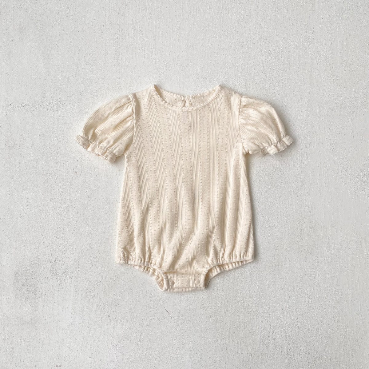 半袖ロンパース レースニット半袖パフスリーブロンパース【mh0010205】