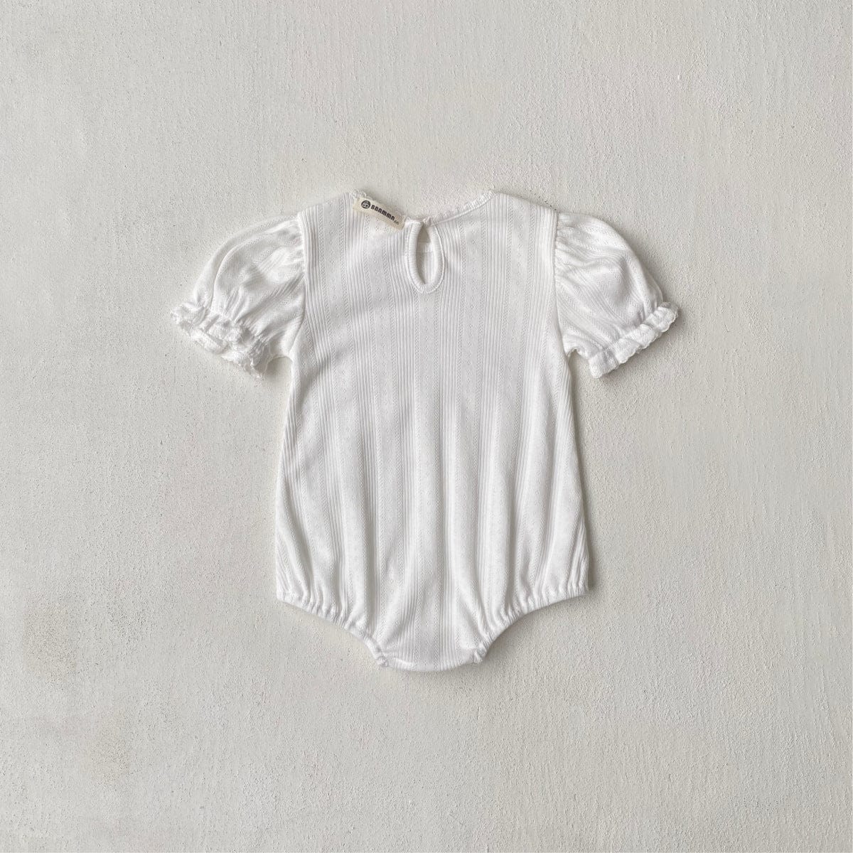 半袖ロンパース レースニット半袖パフスリーブロンパース【mh0010205】