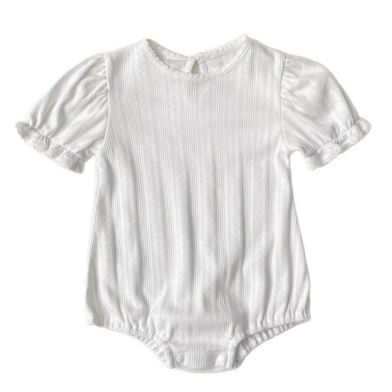 半袖ロンパース レースニット半袖パフスリーブロンパース【mh0010205】