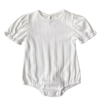 半袖ロンパース レースニット半袖パフスリーブロンパース【mh0010205】