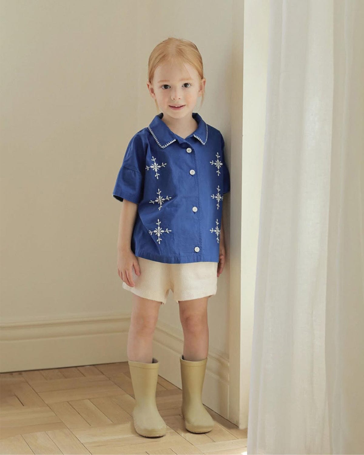 半袖シャツ・ブラウス フラワー刺繍ステッチ半袖シャツ【mh0010209】