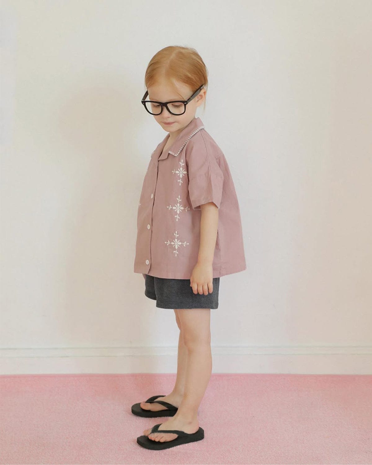 半袖シャツ・ブラウス フラワー刺繍ステッチ半袖シャツ【mh0010209】