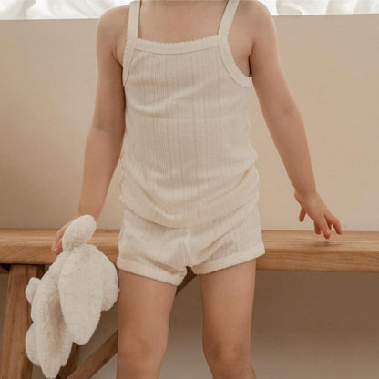 幼児用下着 レースニットキャミソールトップス+ショートパンツ ナチュラルインナーセット【mh0010212】