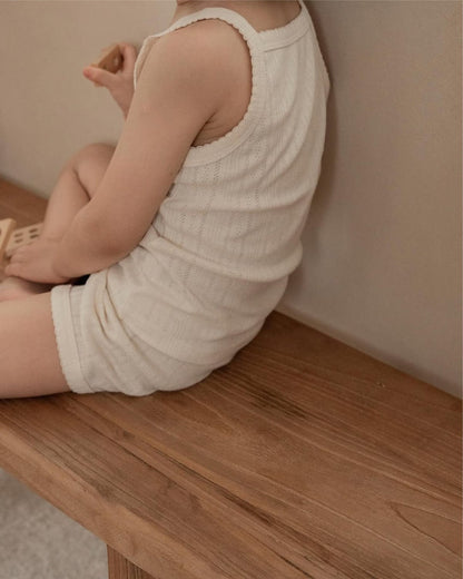 幼児用下着 レースニットキャミソールトップス+ショートパンツ ナチュラルインナーセット【mh0010212】