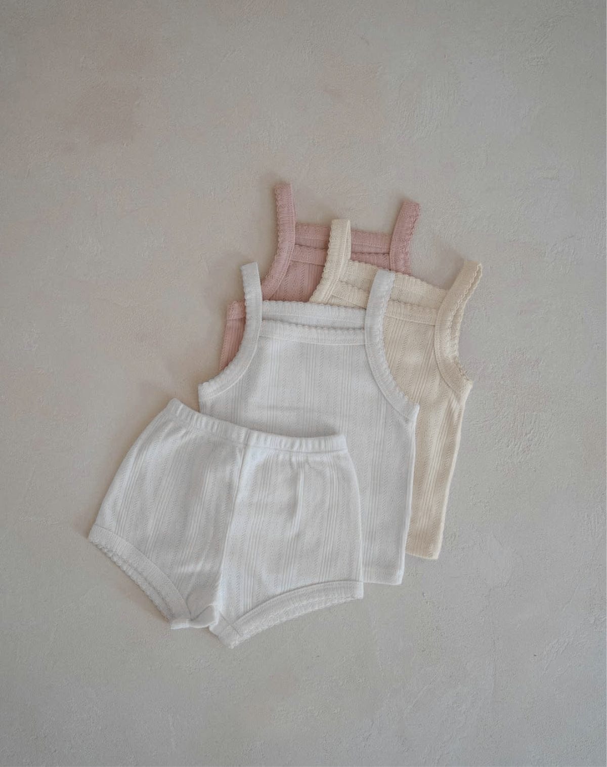 幼児用下着 レースニットキャミソールトップス+ショートパンツ ナチュラルインナーセット【mh0010212】