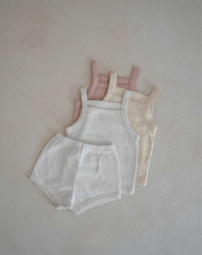 幼児用下着 レースニットキャミソールトップス+ショートパンツ ナチュラルインナーセット【mh0010212】