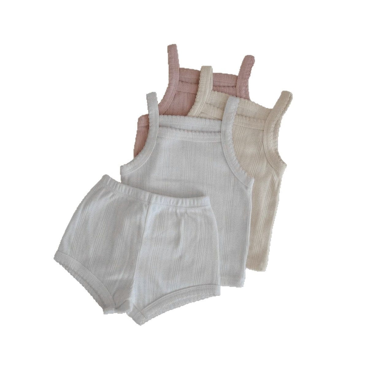 幼児用下着 レースニットキャミソールトップス+ショートパンツ ナチュラルインナーセット【mh0010212】