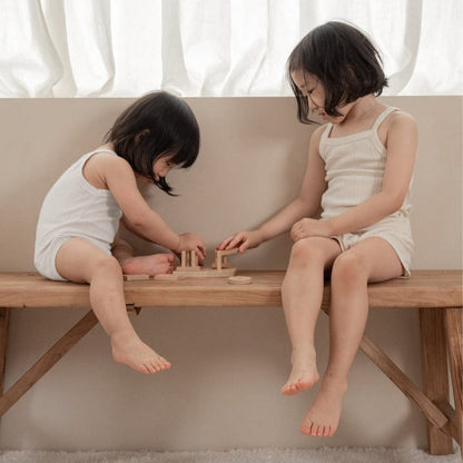 幼児用下着 レースニットキャミソールトップス+ショートパンツ ナチュラルインナーセット【mh0010212】