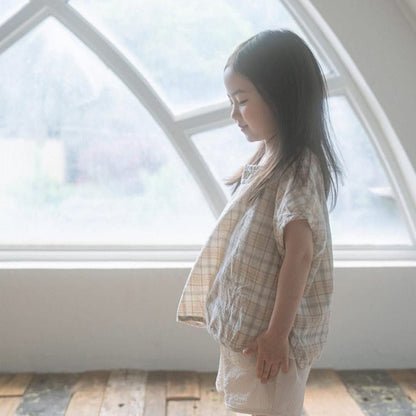 半袖シャツ・ブラウス レトロチェック半袖シャツブラウス【mh0010215】