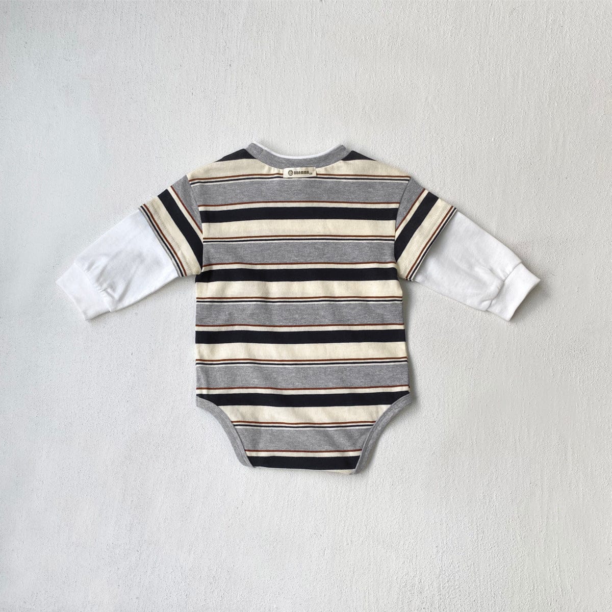 長袖ロンパース ボーダードッキング長袖ロンパース【mh0010601】