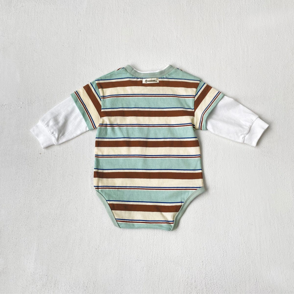 長袖ロンパース ボーダードッキング長袖ロンパース【mh0010601】