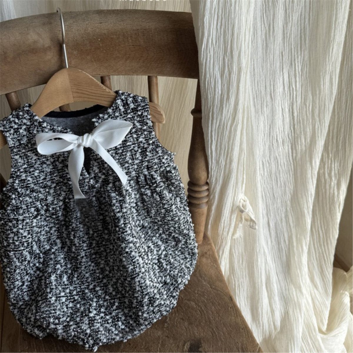 ノースリーブロンパース フロントリボンノースリーブロンパース【mh0010602】