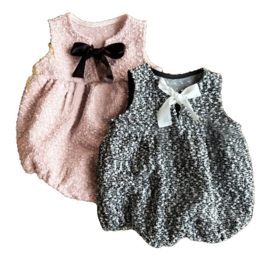 ノースリーブロンパース フロントリボンノースリーブロンパース【mh0010602】