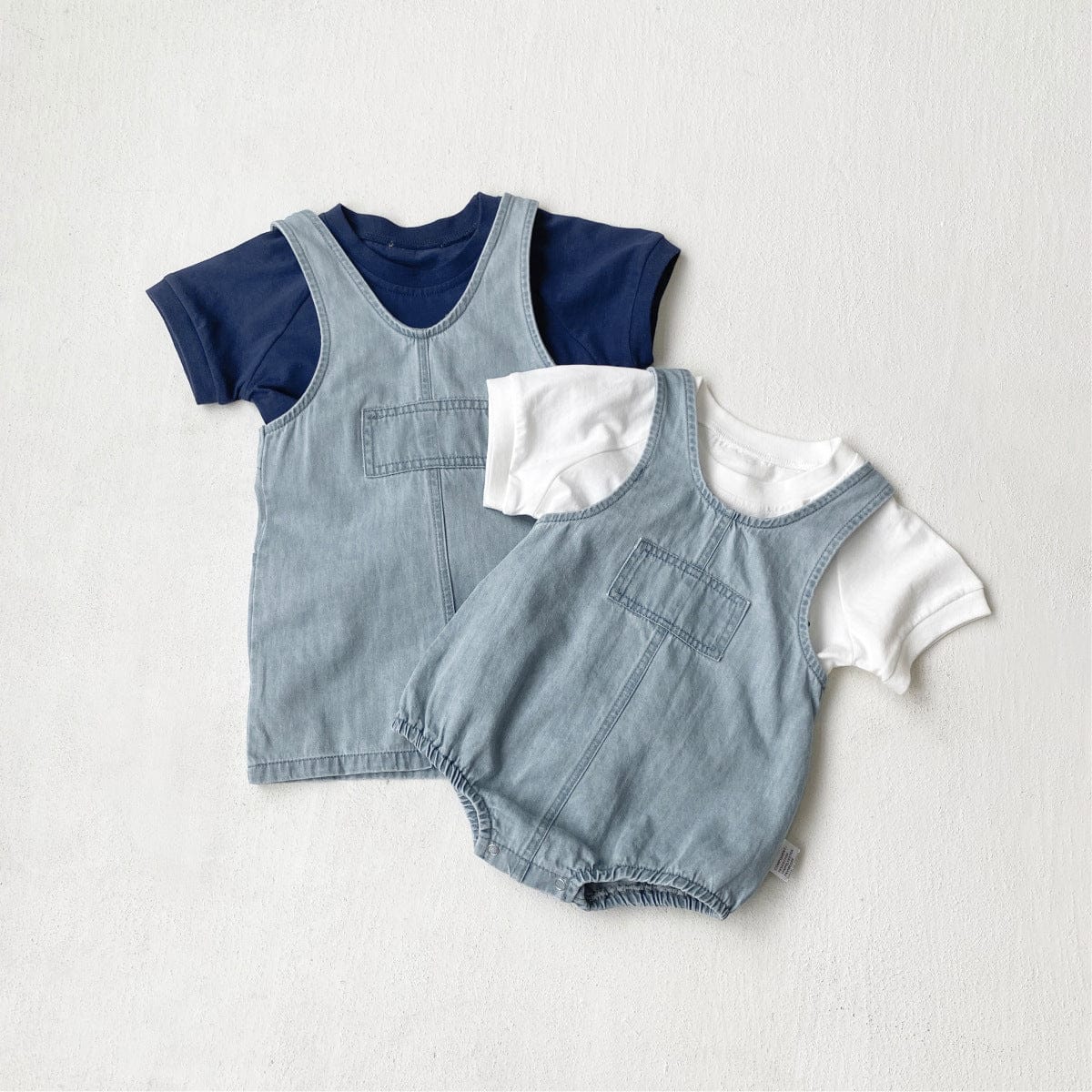 ノースリーブロンパース デニムノースリーブジャンプスーツ/ロンパース【mh0010605】
