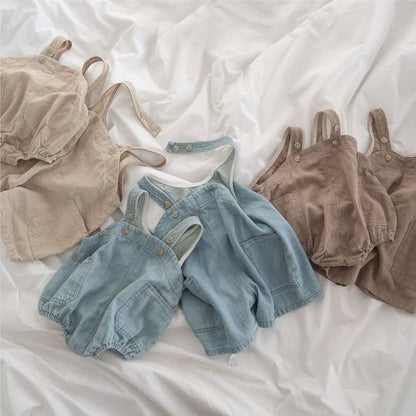 ノースリーブロンパース デニムノースリーブジャンプスーツ/ロンパース【mh0010605】