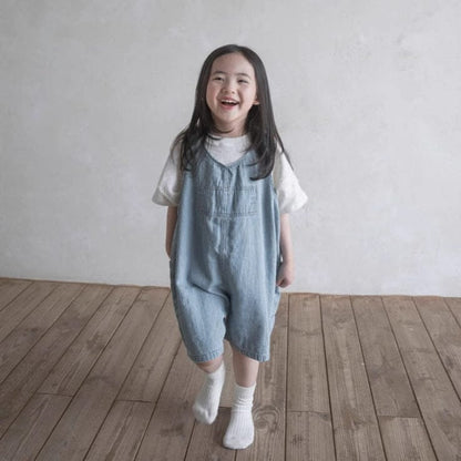 ノースリーブロンパース デニムノースリーブジャンプスーツ/ロンパース【mh0010605】