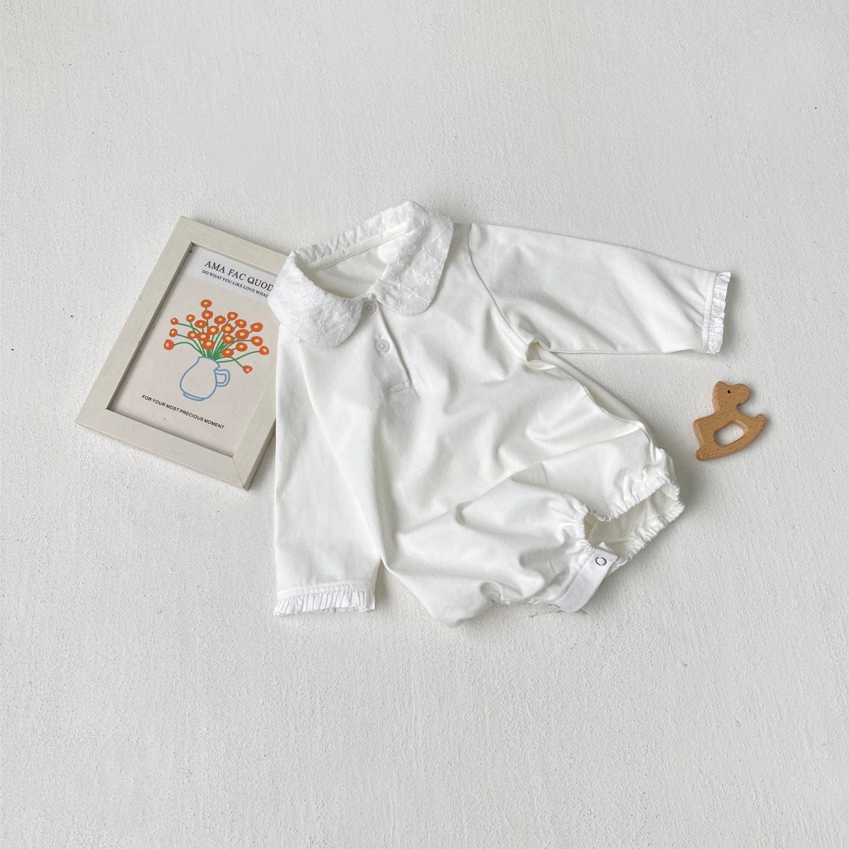 長袖ロンパース 丸襟長袖シャツロンパース【mh0010606】