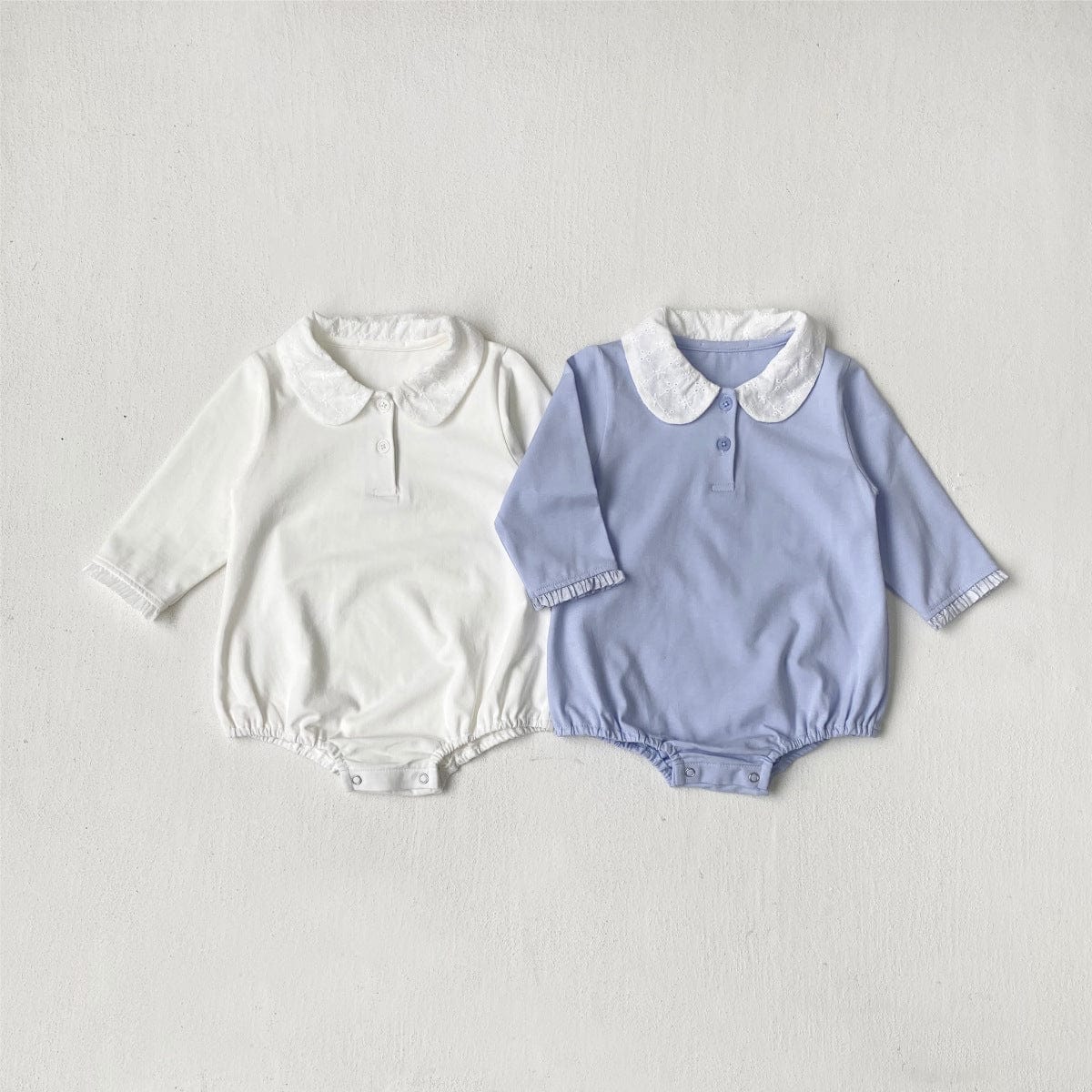 長袖ロンパース 丸襟長袖シャツロンパース【mh0010606】