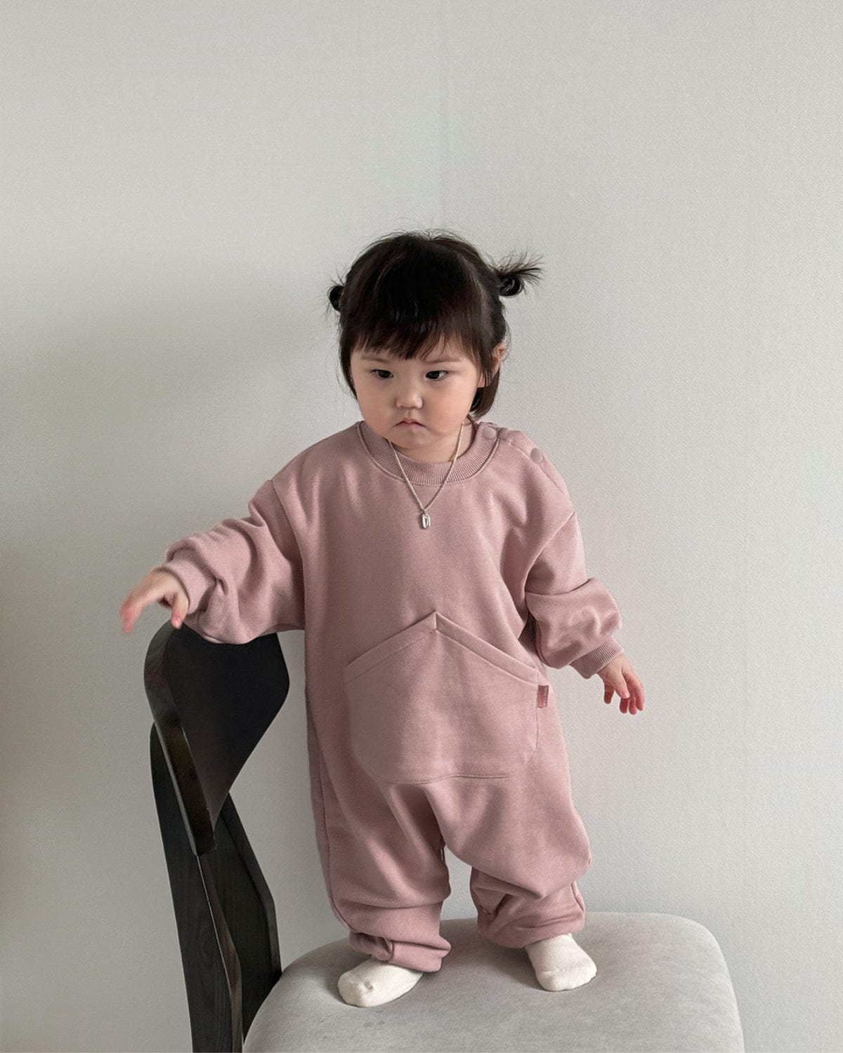 長袖ジャンプスーツ カンガルービッグポケット長袖ジャンプスーツロンパース【mh0010610】