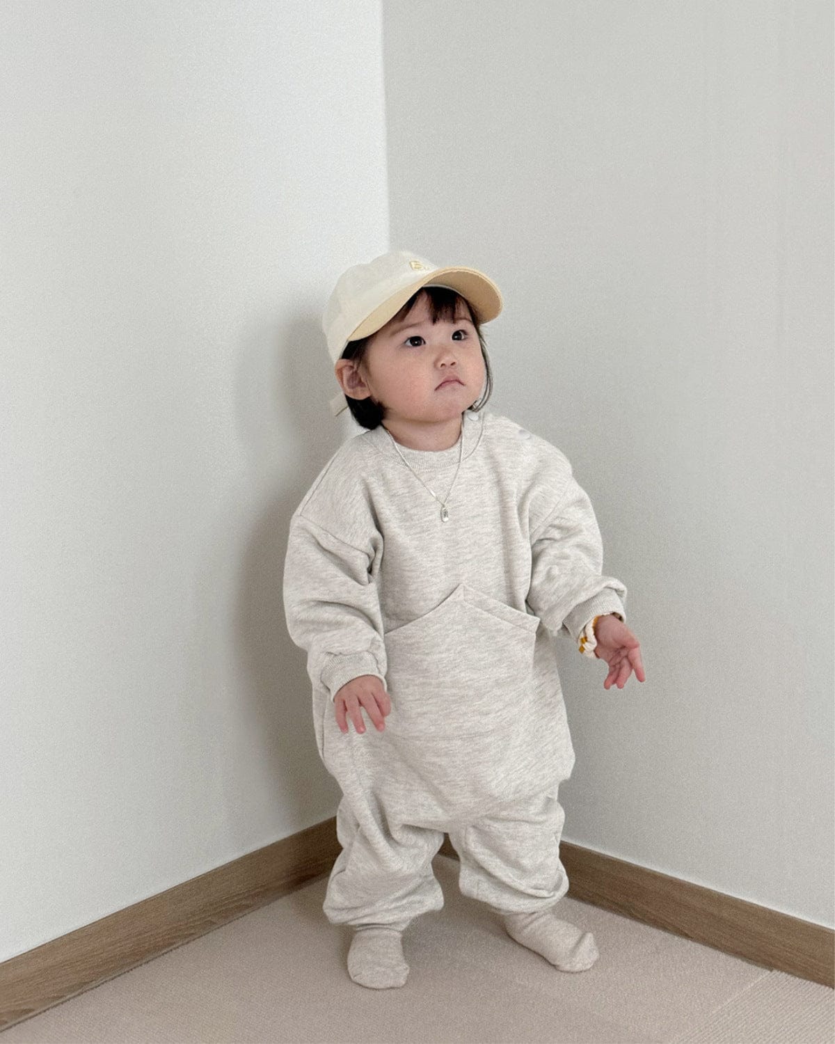 長袖ジャンプスーツ カンガルービッグポケット長袖ジャンプスーツロンパース【mh0010610】