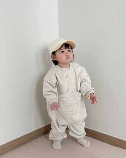 長袖ジャンプスーツ カンガルービッグポケット長袖ジャンプスーツロンパース【mh0010610】