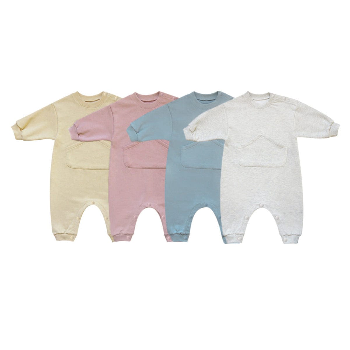 長袖ジャンプスーツ カンガルービッグポケット長袖ジャンプスーツロンパース【mh0010610】