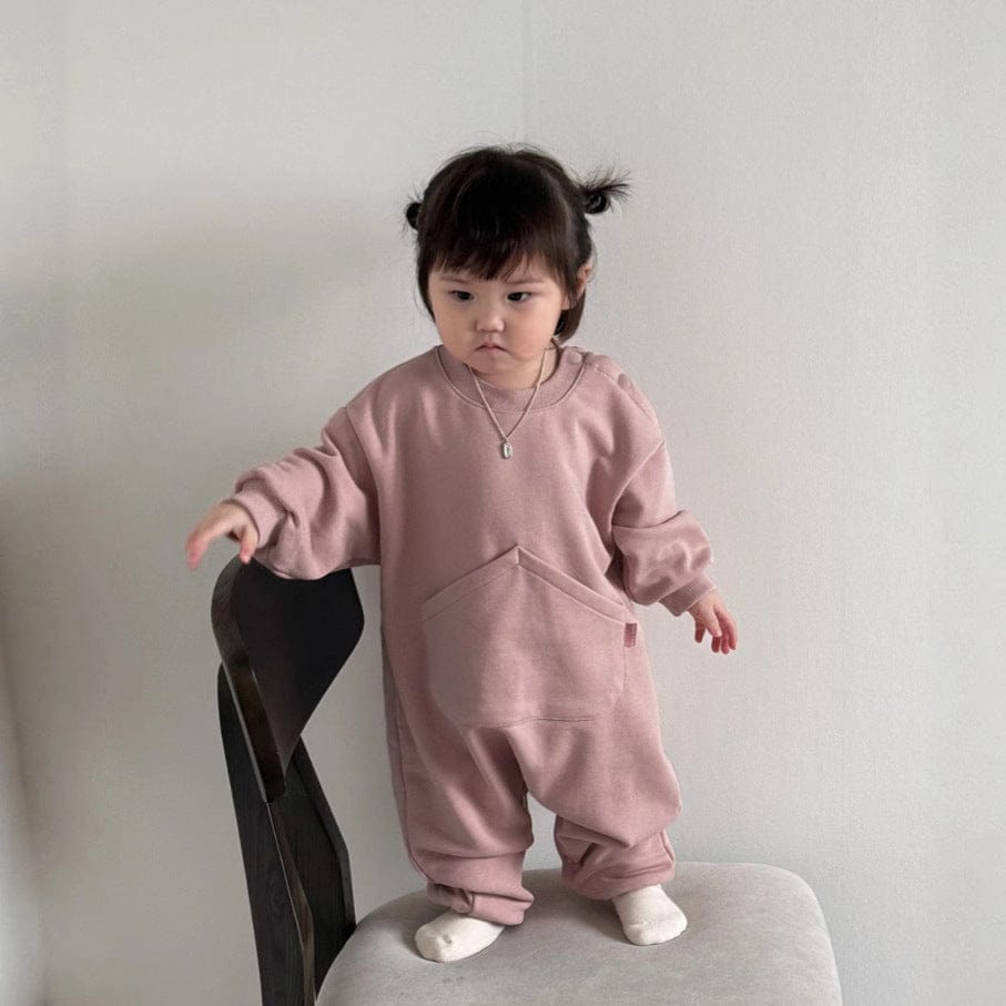 長袖ジャンプスーツ カンガルービッグポケット長袖ジャンプスーツロンパース【mh0010610】