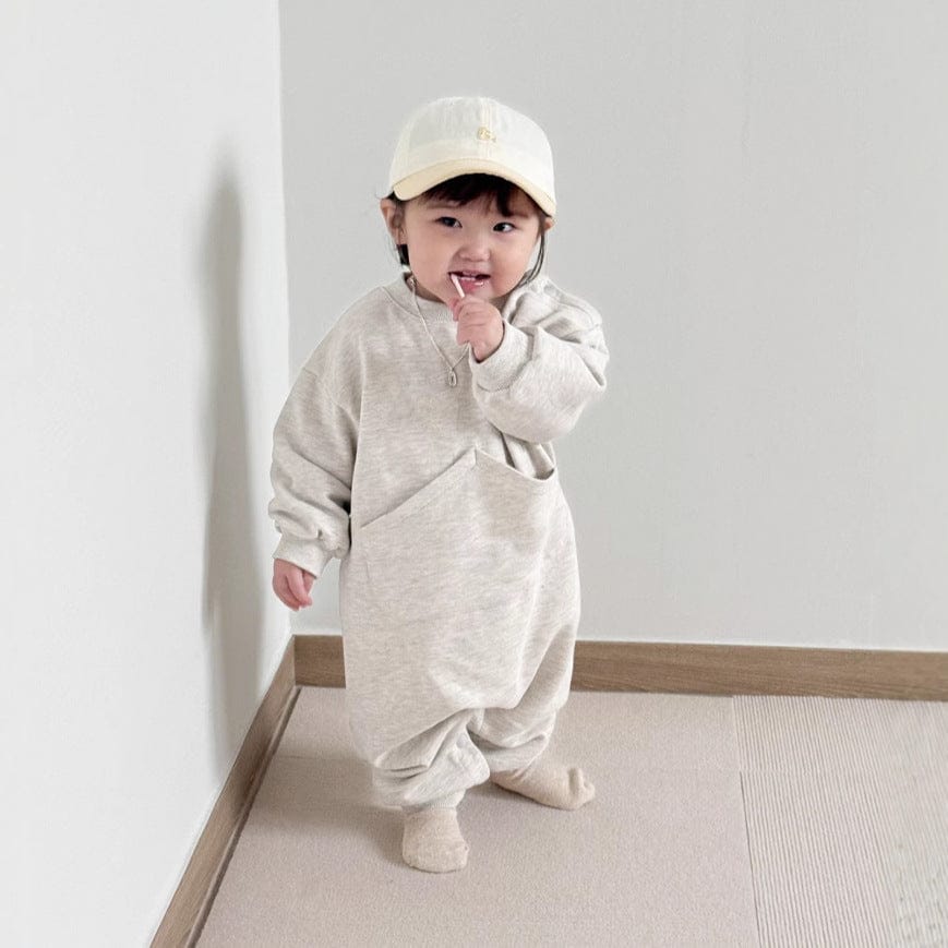 長袖ジャンプスーツ カンガルービッグポケット長袖ジャンプスーツロンパース【mh0010610】