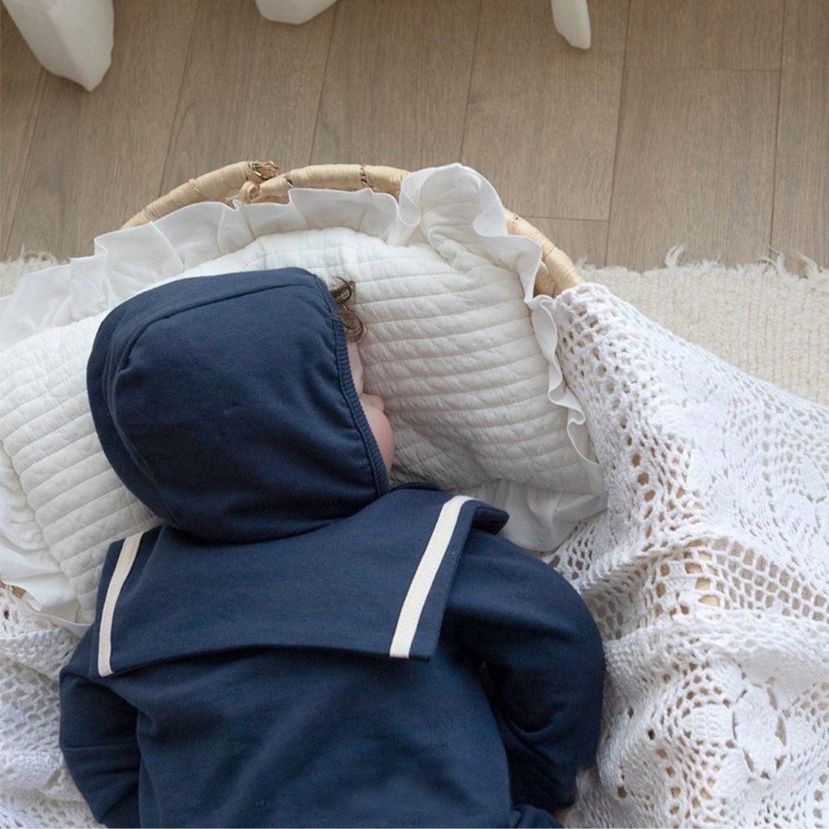 長袖ロンパース セーラーカラーロンパース ボンネット付き 長袖スウェット ボディスーツ【mh0010884】