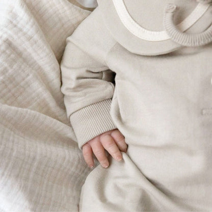 長袖ロンパース セーラーカラーロンパース ボンネット付き 長袖スウェット ボディスーツ【mh0010884】