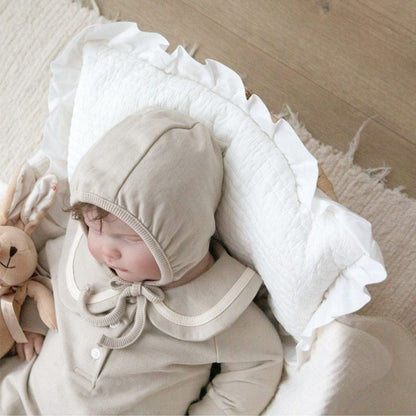 長袖ロンパース セーラーカラーロンパース ボンネット付き 長袖スウェット ボディスーツ【mh0010884】