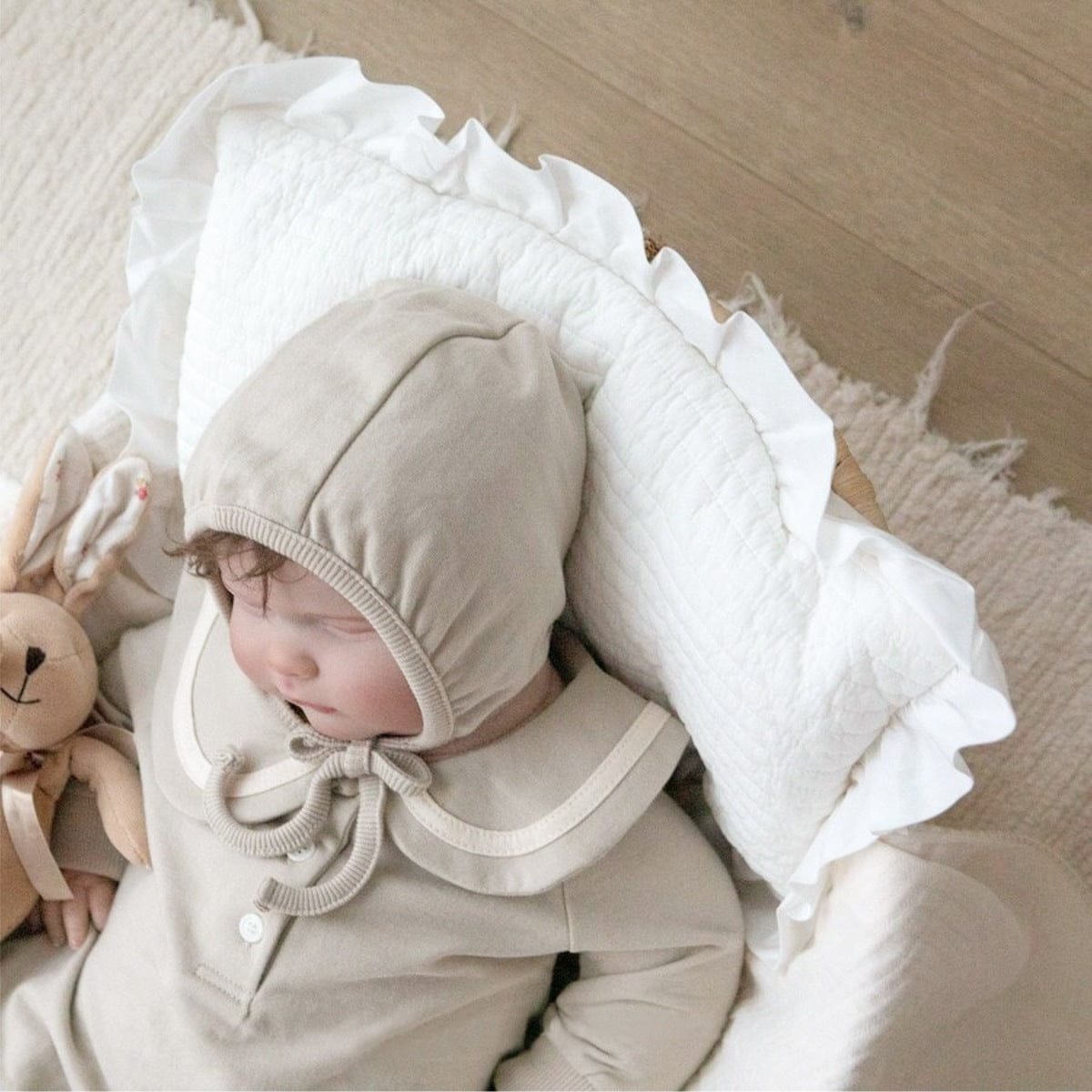 長袖ロンパース セーラーカラーロンパース ボンネット付き 長袖スウェット ボディスーツ【mh0010884】