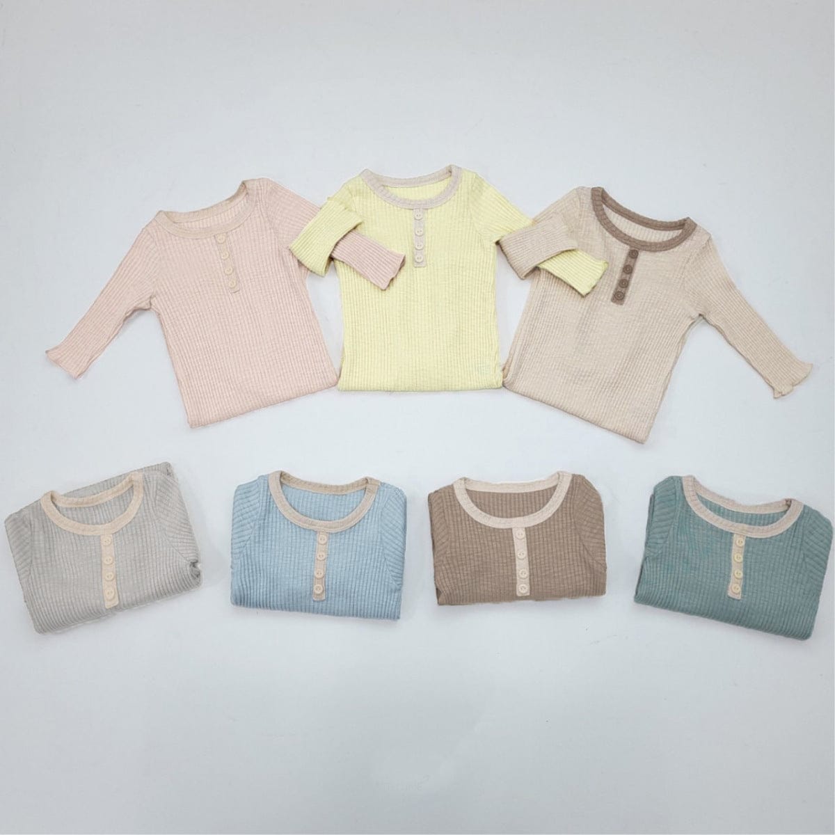 長袖ロンパース リブ編みロンパース 長袖 ヘンリーネック バイカラーパイピング コットンカバーオール【mh0010888】